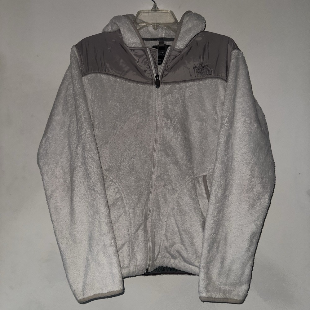 The North Face Large White Fleece Hooded Jacket Oslo Full Zip Grey‎ Women's